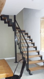 escalier double limon 1/4 tournant