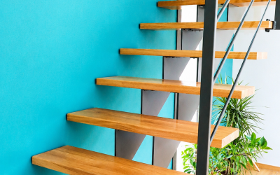 Escalier crémaillère avec double limons centraux
